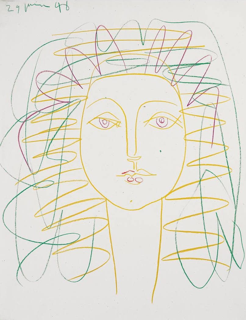 Portrait De Femme (Françoise) / 1946 / Colored wax crayons on paper